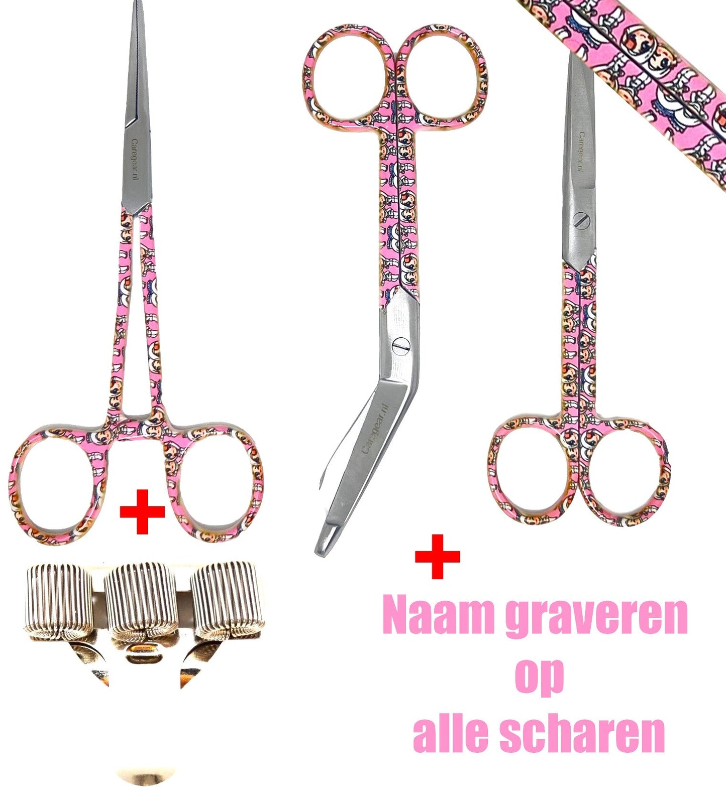 3 delig scharen set verpleegkundige Rose met zorgmedewerkers als print